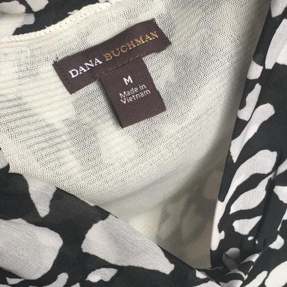 DANA BUCHMAN Pattered Print Mesh Blouse Black Tan - Picture 3 of 4